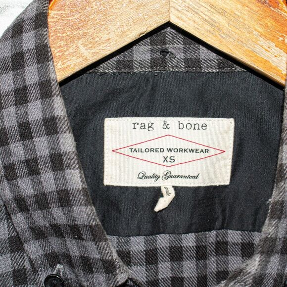Rag & Bone Tailored Workwear Flannel Shirt Gray check Size XS - Picture 3 of 8